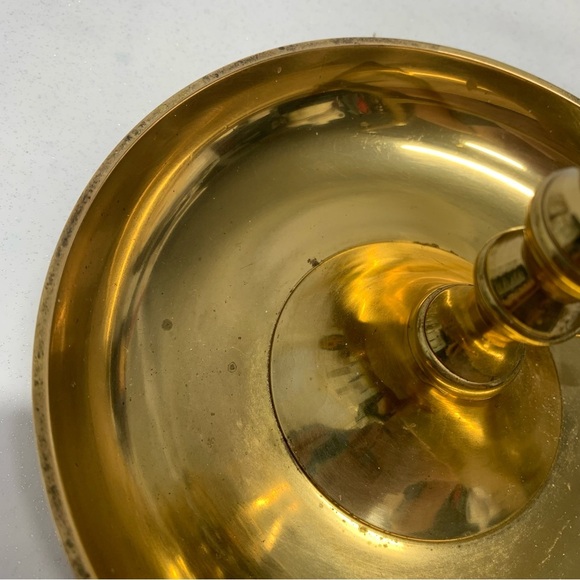 Vintage Brass Chamber Candle Holder Large Drip Tray Handle - Picture 4 of 10